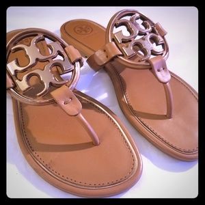 Tory Burch Miller Metal-Logo Leather Sandals-NWOB